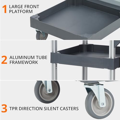 Commercial Janitorial Cart with Wheels,3-Layer Shelves Cleaning Cart,Trash Can Cart,Suitable for Outdoor Commercial, Cleaning or Housekeeping Carts