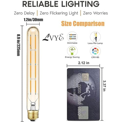 E26 Dimmable Led Tubular Bulb 8W Long Tube Edison Light Bulbs 2700K - color: 8.9 Inch-2700k Warm White-8w(amber Glass)