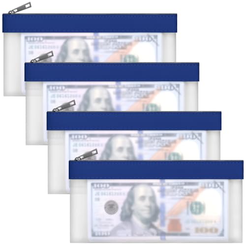 Clear Money Envelopes for Cash Cash Money Bag Pouch 7.6"x3.7" - color: Dark Blue