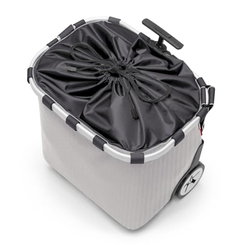 reisenthel carrycruiser herringbone grey - Portable shopping trolley with sturdy aluminum frame, shoulder strap and removable mesh inner bag -water-repellent - color: herringbone grey