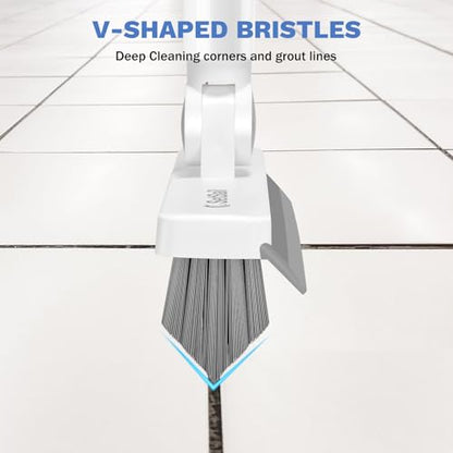 SetSail Grout Cleaner Brush with Long Handle, V-Shaped Floor Scrub Brush - color: Grey White