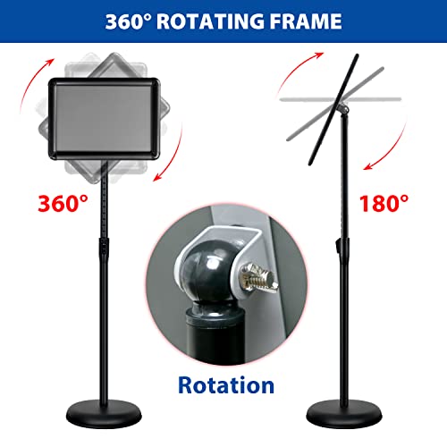 4Pack 8.5x11 Sign Stand - Adjustable Floor Standing Sign Holder - color: Black, size: 8.5"x11"-4Pack