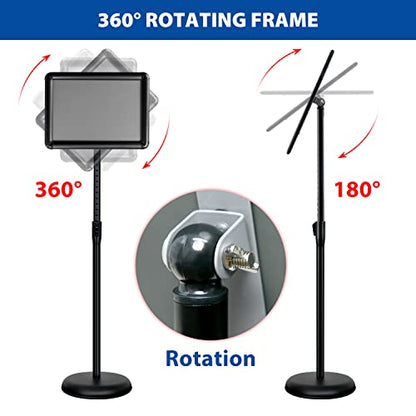 4Pack 8.5x11 Sign Stand - Adjustable Floor Standing Sign Holder - color: Black, size: 8.5"x11"-4Pack