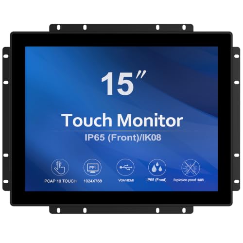 GreenTouch 15 Inch Open-Frame Touchscreen LCD Monitor - Capacitive PCAP -1024x768-5:4-Black… - size: 15 IN