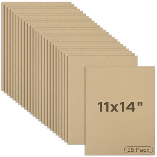Mat Board Center 25 Pack 11x14 Corrugated Cardboard Sheets 1/8" Flat Pads - color: Brown, size: 11x14