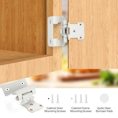White Cabinet Hinges, 1/2 Inch Overlay, 4 Pack(2 Pairs) - color: White