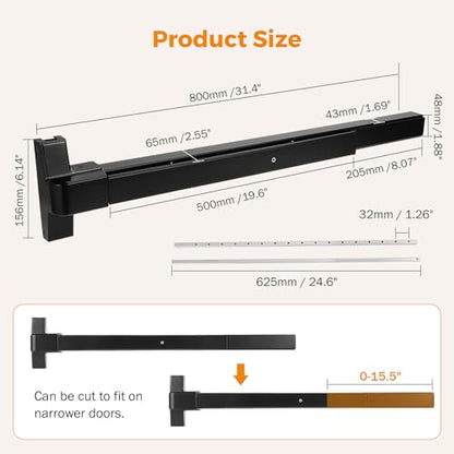 BEAMNOVA Vertical Rod Panic Bar Exit Device Door Push Bar, 32 Inch Black - color: Black, size: 32 Inch