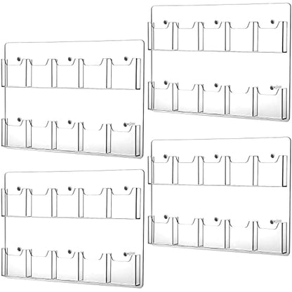 Weysat 4 Pcs Acrylic Brochure Pamphlet Holder Wall Mount, 10 Pockets - size: 10 Pockets
