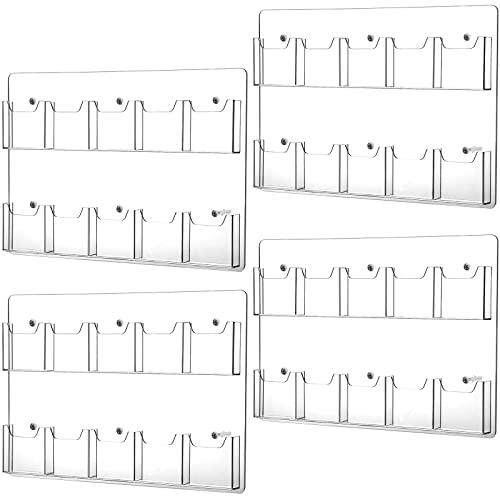 Weysat 4 Pcs Acrylic Brochure Pamphlet Holder Wall Mount, 10 Pockets - size: 10 Pockets