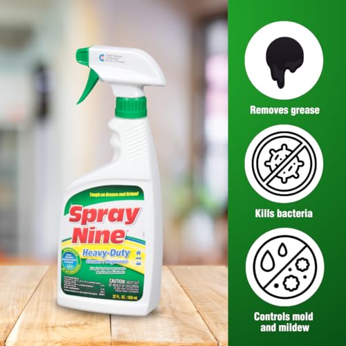Spray Nine 26825 Heavy Duty Cleaner, Degreaser & Disinfectant for Kitchens, Bathrooms, Yard Equipment, Automotive & Industrial 22 Fl Oz. (Pack of 1) - size: 22 Fl Oz. (Pack of 1), style: New Packaging