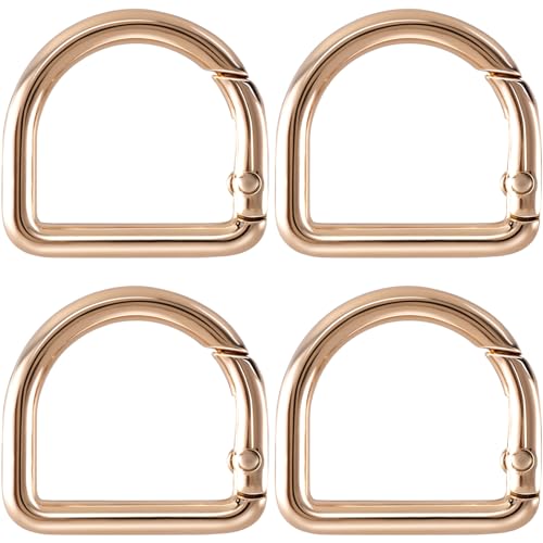 HINZIC D Ring Spring Key Hooks Keyring Clip Buckles Clasp Clamps for Belt Backpacks Handbag Purse Strap - color: 4pcs Gold