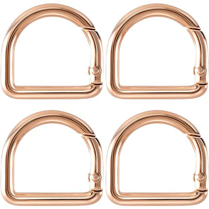 HINZIC D Ring Spring Key Hooks Keyring Clip Buckles Clasp Clamps for Belt Backpacks Handbag Purse Strap - color: 4pcs Gold