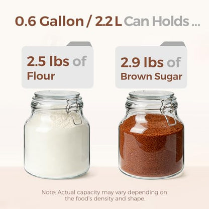 ComSaf Glass Pantry Jars with Airtight Lids 74 oz 2 Pack Large Wide Mouth - size: 74 fl oz x 2 - Wide Mouth