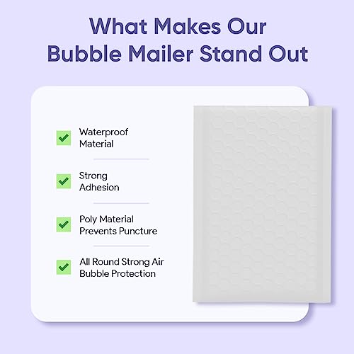 Small Bubble Mailers 4x8, Poly Padded Envelopes #000, 500 Pack Bulk - color: White, size: 4"x8" / 500 Pack