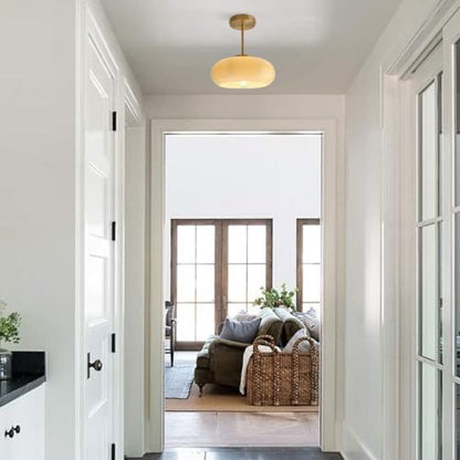 mid Century Ceiling Light Milk Glass Ceiling Light fixtures Glassshade Gold Modern Semi Flush Mount Ceiling Light, Globe Glass Ceiling Lamp Hallway Dining Room Kitchen - color: Milk Yellow
