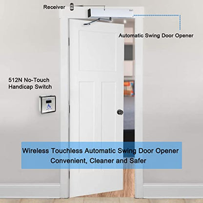 Ada Door Opener Handicapped Touch Free Sensor Open Door Operator with 2pcs Square 4.5'' Wireless Wave Sensor Switches 512N and 1PCS Fail Security 395lbs Electric Lock… - style: Kit2