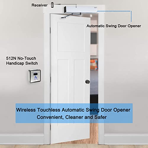 Ada Door Opener Handicapped Touch Free Sensor Open Door Operator with 2pcs Square 4.5'' Wireless Wave Sensor Switches 512N and 1PCS Fail Security 395lbs Electric Lock… - style: Kit2