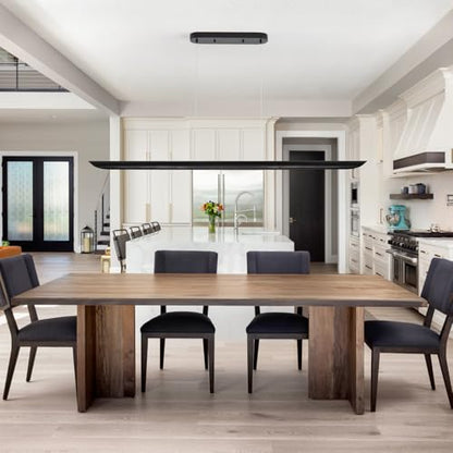 47" Modern Led Linear Pendant Light 36w Dimmable Ceiling Hanging Lights Wood Linear Chandeliers Office Lighting for Dining Room Kitchen Island Pool Table Light Living Room Bar Pendant Light Black - color: Black, size: 47IN
