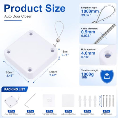 PATIKIL Automatic Sliding Screen Door Closer 3.2 Ft 1000g/10N White 1 Set - color: White, size: 3.2 Ft, 1000g/10N