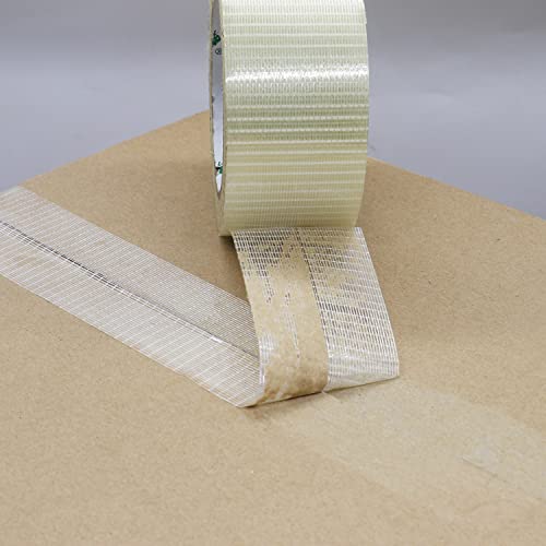 BOMEI PACK Transparent Bi-Directional Filament Strapping Tape 6.7 Mil x 1.88 Inch x 36yds Fiberglass Reinforced Tape for Strapping， Sealing，Binding, 1Pack