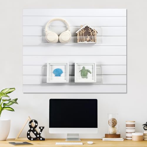 Briwooody Slatwall Shelf Acrylic Shelves, 17.8" Wide 3" Deep, Clear, 4 Pack - color: Clear, size: 17.8" Wide 3" Deep