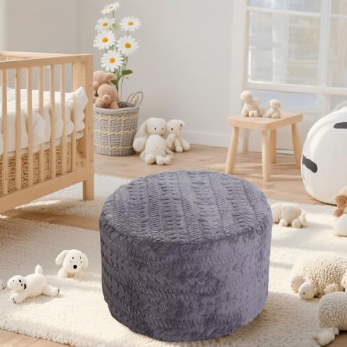 Asuprui Round Footstool Ottoman Gray, 20x14 Inches,Floor Pouf Sofa Footrest - color: Grey, size: 20"D x 20"W x 14"H