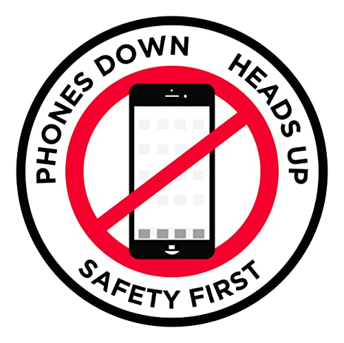 "Phones Down Heads Up" Safety Sign - Laminated Adhesive Floor Signs by Graphical Warehouse (30) - size: 30
