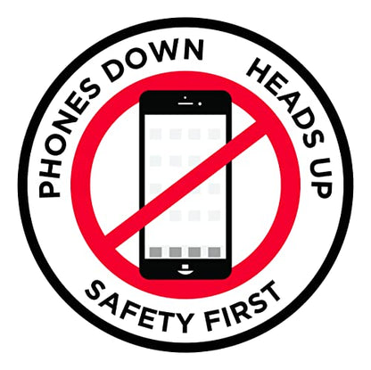 "Phones Down Heads Up" Safety Sign - Laminated Adhesive Floor Signs by Graphical Warehouse (30) - size: 30