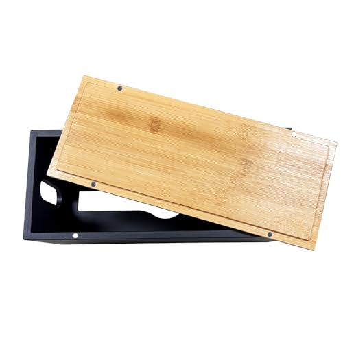 Bamboo Paper Towel Dispenser/Holder with Lid for Home and Commercial, Wall Mount or Countertop for Multifold, C Fold, Z fold, Trifold Hand Towels (Black) (Black) - color: Black