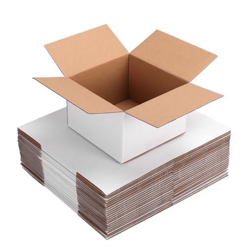 25-Pack Shipping Boxes 6x6x4 Inches, White - color: White, size: 6x6x4-25-Pack
