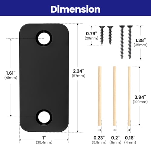 1" x 2-1/4" Door Hole Cover Plate Stainless Steel Door Strike Filler Plate - color: Black, size: 2 Pack