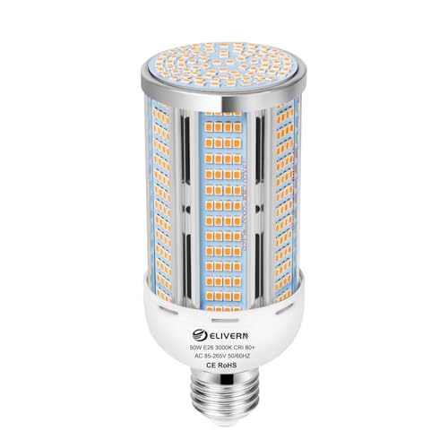50W LED Corn Light Bulb 6000 Lumen Led Corn Bulb Super Bright 3000K Warm White E26/E27 Base LED Light Bulb for Home Garage Lighting Garage Backyard Office Household - size: 50W-1PACK