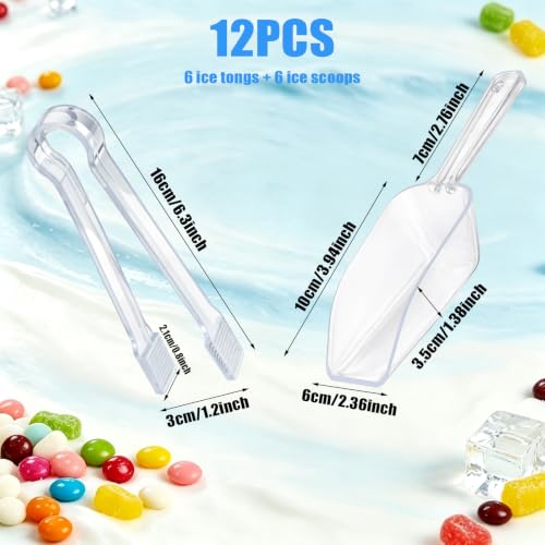 12 Pcs Plastic Ice Tongs and Scoops, Candy Scoops for Buffet, Clear - color: Clear