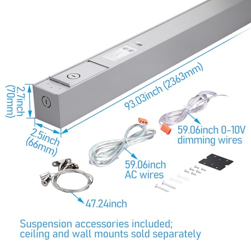 LEONLITE 2-Pack 8FT Linkable LED Linear Light, LED Suspended Light, Silver - color: Silver