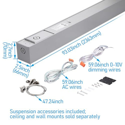 LEONLITE 2-Pack 8FT Linkable LED Linear Light, LED Suspended Light, Silver - color: Silver
