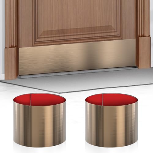 2 PCS 8" x 34" Self Adhesive Brushed Door Kick Plate for Bottom of 36" Door - color: Copper Brushed Rose Gold, size: 2 PCS