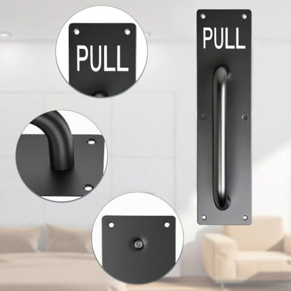 Sumnacon 1 Set Stainess Steel Door Handle,Push Pull Plate Handles, Black - color: Black