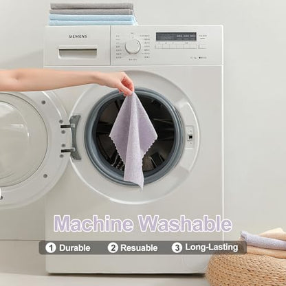 Jessy Home 80 Pack Microfiber Cleaning Cloth Roll Reusable Paper Towels 12"x12" Tear Away Cloth, Microfiber Towels for Cars, Wash Cloths, Lint Free Rags for House, Kitchen,Window,Cleaning Supplies - color: Light Purple