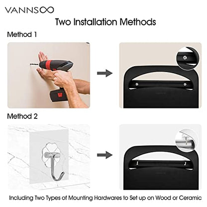 Toilet Seat Cover Dispenser - Stainless Steel Wall Mount (Black) - color: Matte Black