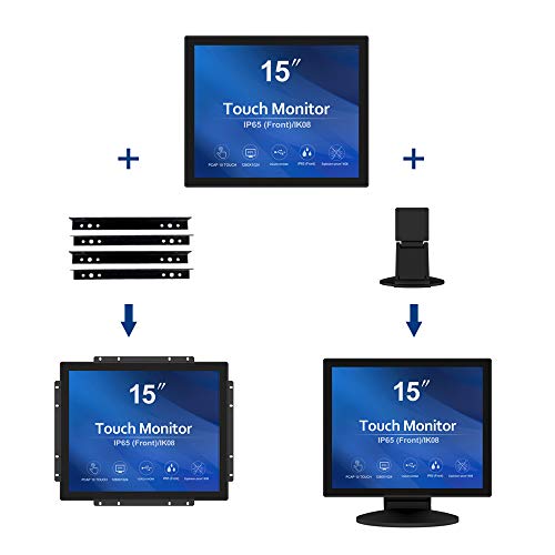 GreenTouch 15 Inch Open-Frame Touchscreen LCD Monitor - Capacitive PCAP -1024x768-5:4-Black… - size: 15 IN