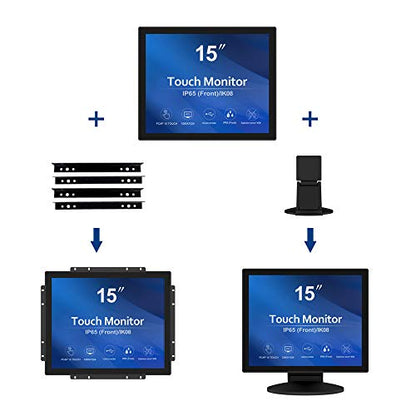 GreenTouch 15 Inch Open-Frame Touchscreen LCD Monitor - Capacitive PCAP -1024x768-5:4-Black… - size: 15 IN