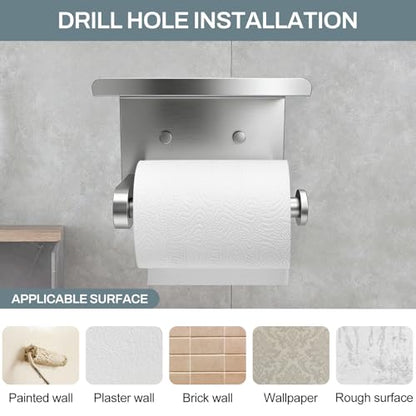 SetSail Toilet Paper Holder with Shelf, Brushed Nickel - color: Brushed Nickel, size: 1 Packs