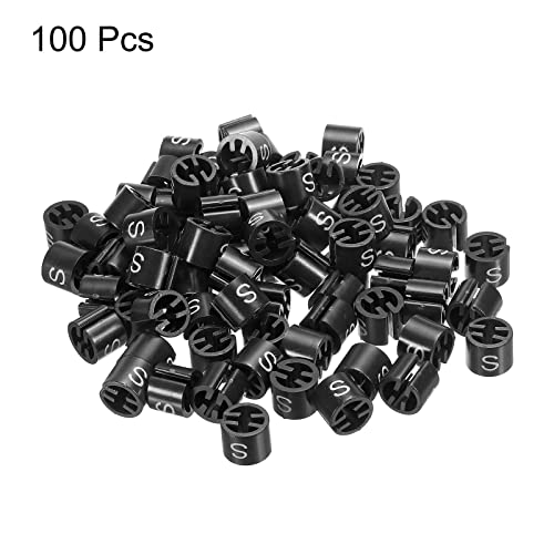 PATIKIL Clothes Hanger Marker S Size Fit Hanger Rod Black 100Pcs