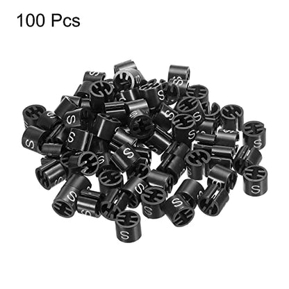 PATIKIL Clothes Hanger Marker S Size Fit Hanger Rod Black 100Pcs