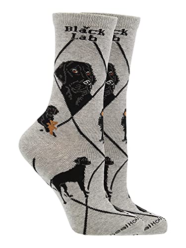 WHD Black Lab Crew Socks for Women & Men | Gift for Dog Lovers, Cute Pet Socks - color: Gray, size: Medium