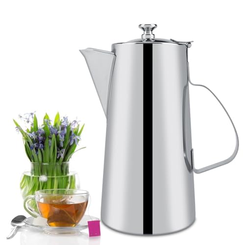 2L Capacity Stainless Steel Teapot with Ergonomic Handle Short Nozzle Pitcher Water Kettle for Home, Restaurant, Coffee(short nozzle) - style: short nozzle