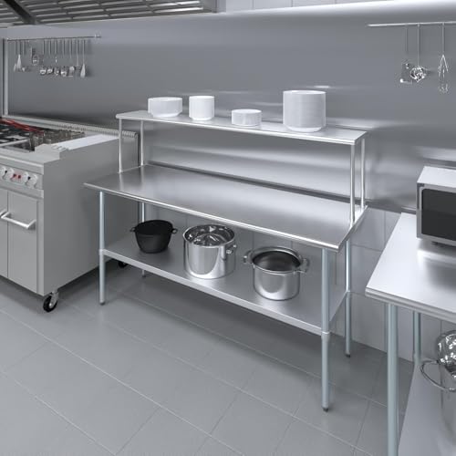 Stainless Steel Single Overshelf for 72" Prep Table – 12" Deep - size: 12"x72"