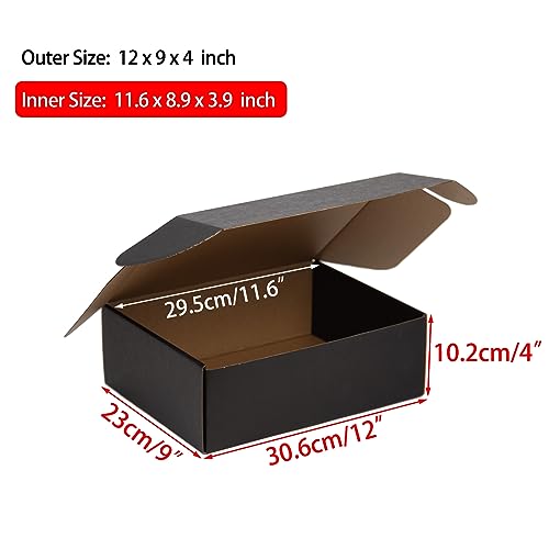 12x9x4 Inches Shipping Boxes Pack of 20, Packaging Corrugated Cardboard Mailer Boxes for Small Bussiness, Black - size: 12 x 9 x 4 inch - 20 Pack