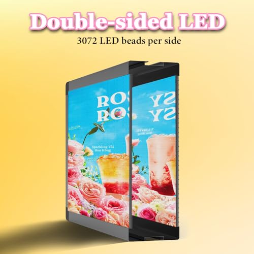 P10 39"x14" Double-Sides LED Advertising Sign Outdoor Digital Billboard with High Brightness, WiFi Programmable for Stores, HD Image/Text Display, Weatherproof & Energy Efficient - size: 39''x14''