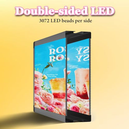P10 39"x14" Double-Sides LED Advertising Sign Outdoor Digital Billboard with High Brightness, WiFi Programmable for Stores, HD Image/Text Display, Weatherproof & Energy Efficient - size: 39''x14''